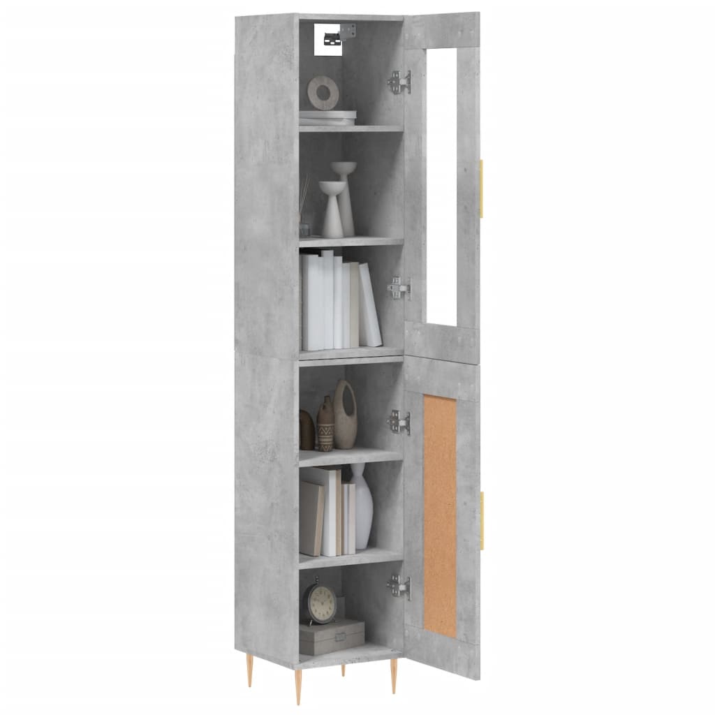 Hoge Kast 34,5X34X180 Cm Bewerkt Hout Betongrijs