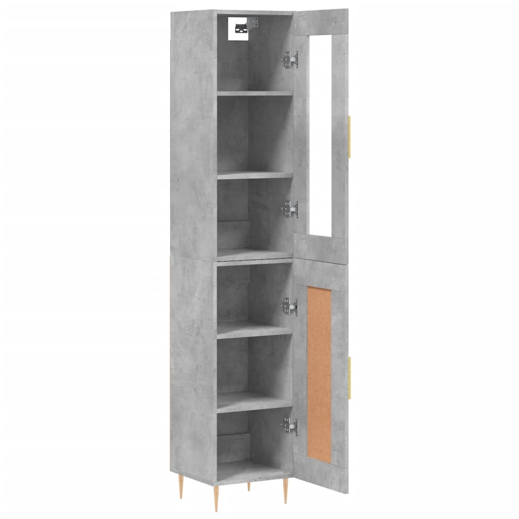 Hoge Kast 34,5X34X180 Cm Bewerkt Hout Betongrijs