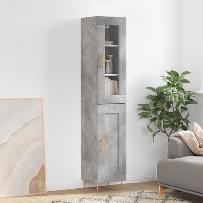 Hoge Kast 34,5X34X180 Cm Bewerkt Hout Betongrijs