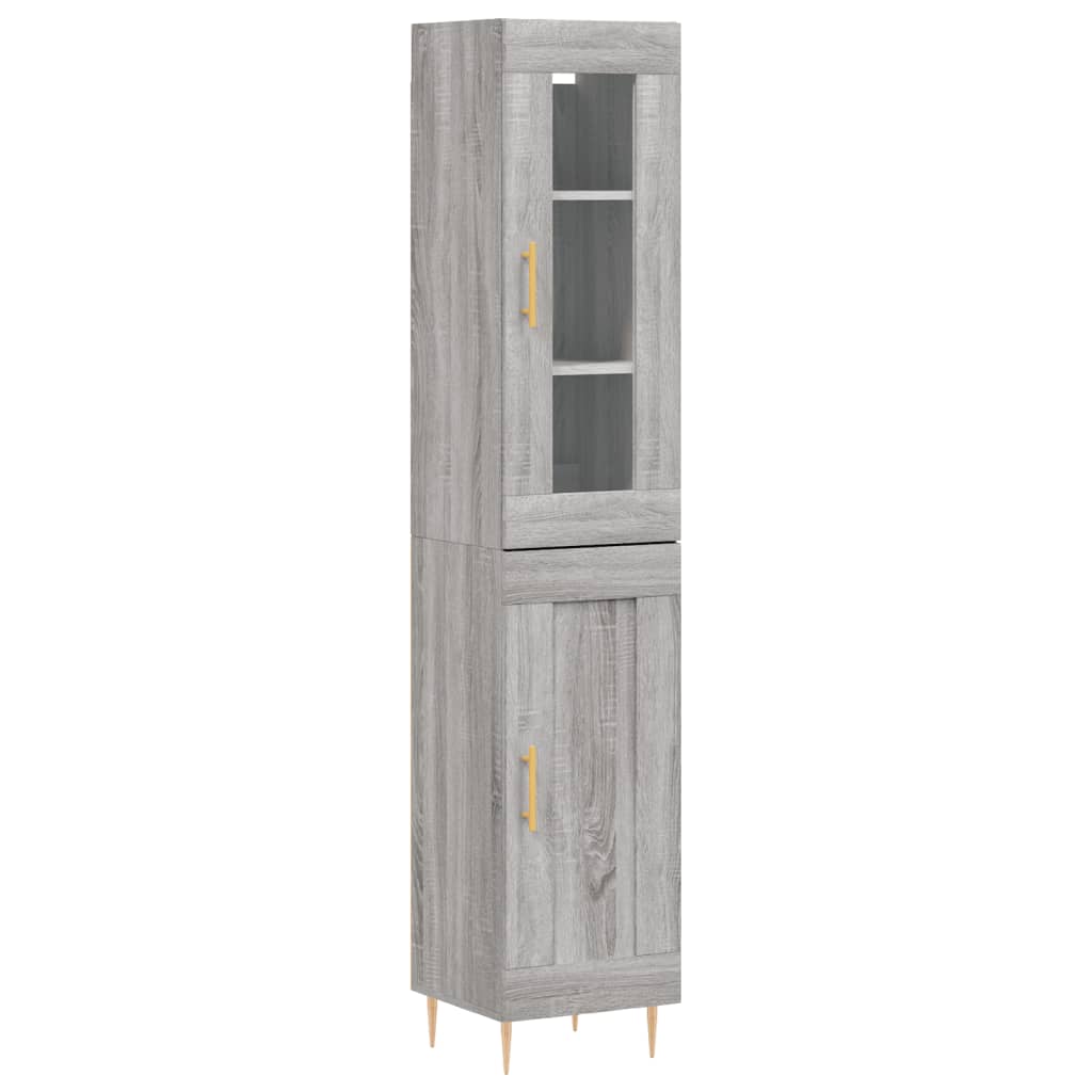 Hoge Kast 34,5X34X180 Cm Bewerkt Hout Grijs Sonoma Eikenkleurig