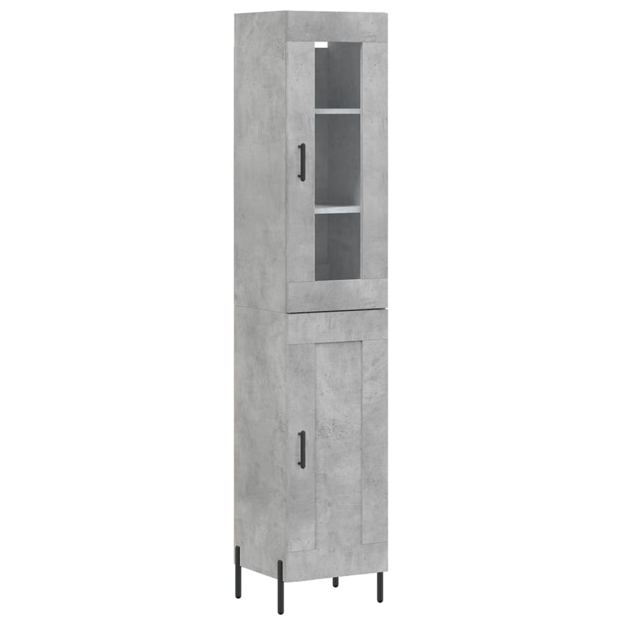 Hoge Kast 34,5X34X180 Cm Bewerkt Hout Betongrijs