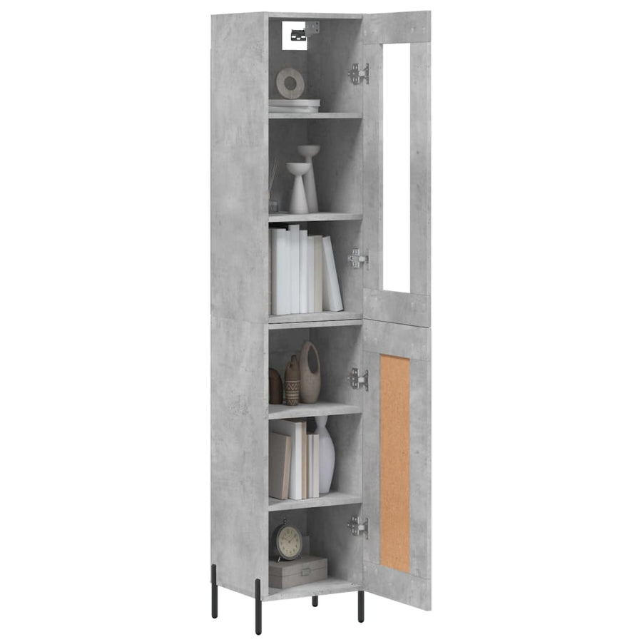 Hoge Kast 34,5X34X180 Cm Bewerkt Hout Betongrijs
