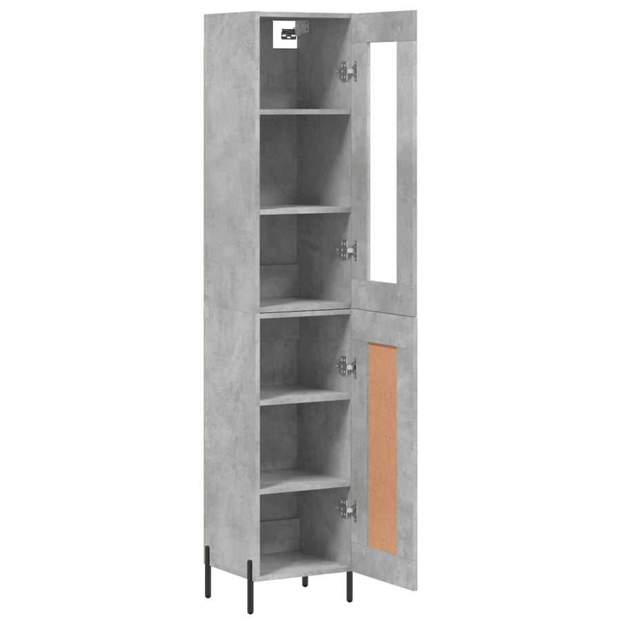 Hoge Kast 34,5X34X180 Cm Bewerkt Hout Betongrijs