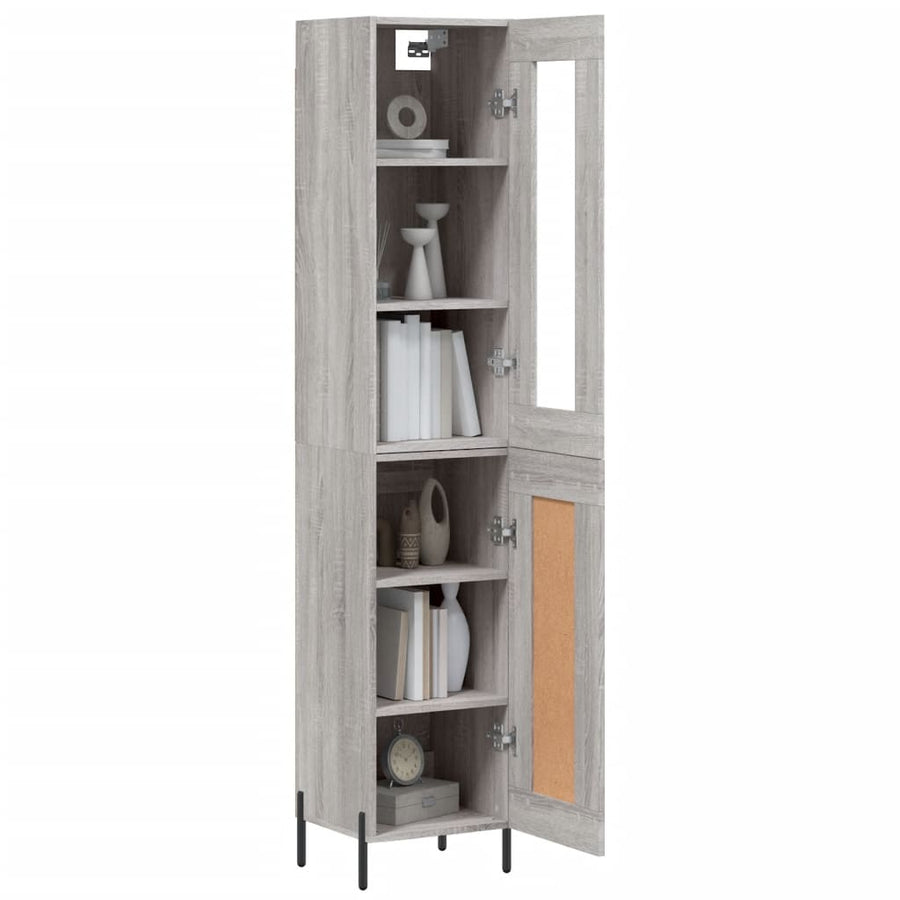 Hoge Kast 34,5X34X180 Cm Bewerkt Hout Grijs Sonoma Eikenkleurig