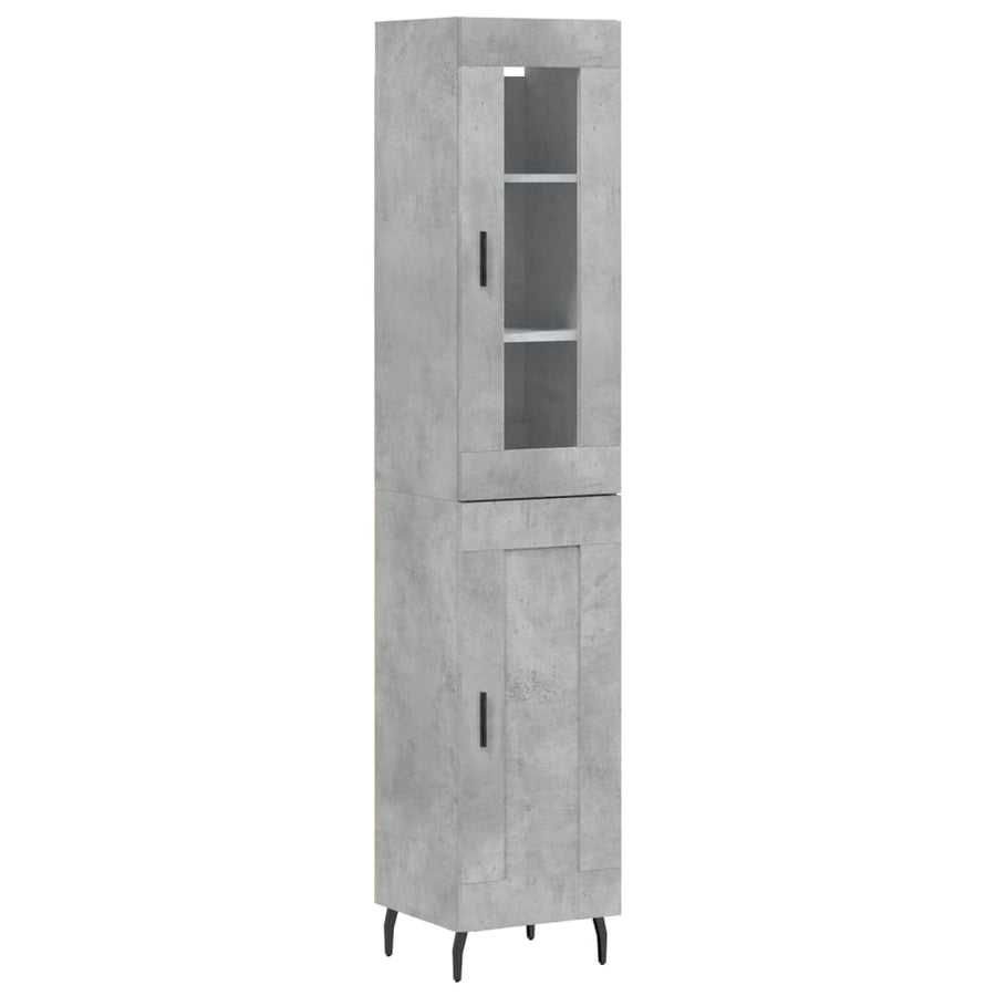 Hoge Kast 34,5X34X180 Cm Bewerkt Hout Betongrijs