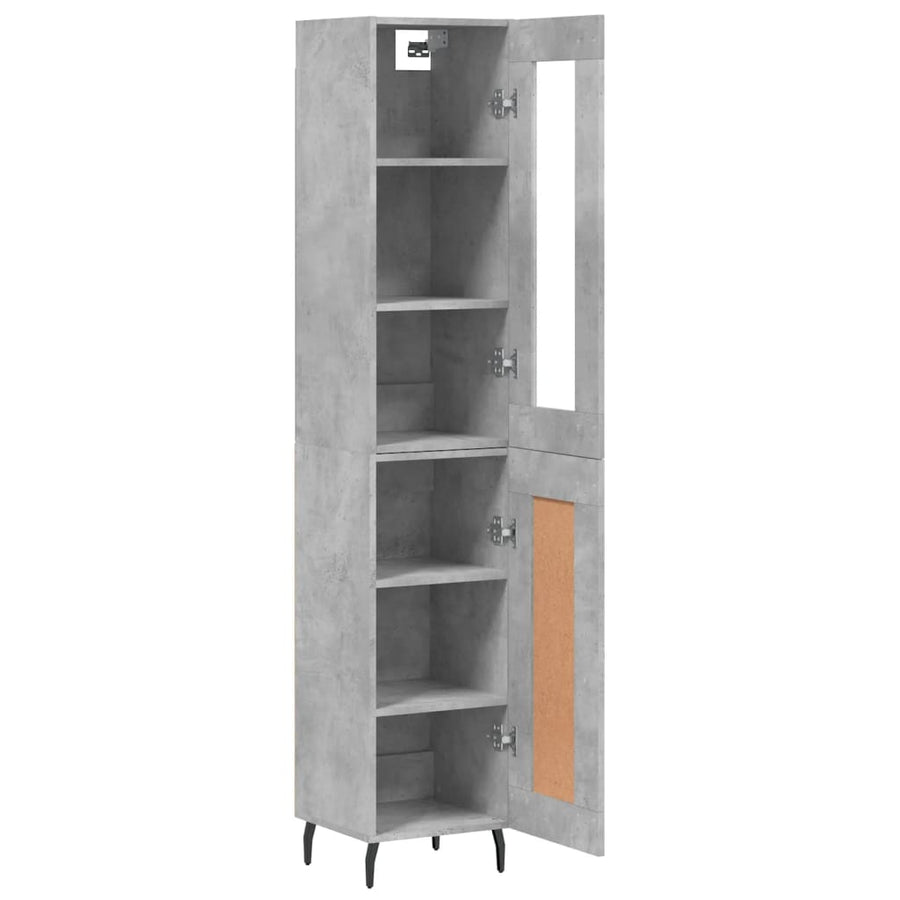 Hoge Kast 34,5X34X180 Cm Bewerkt Hout Betongrijs