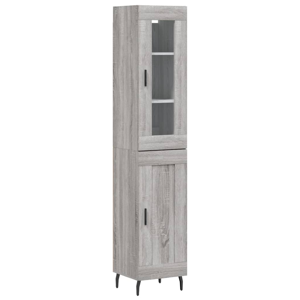 Hoge Kast 34,5X34X180 Cm Bewerkt Hout Grijs Sonoma Eikenkleurig