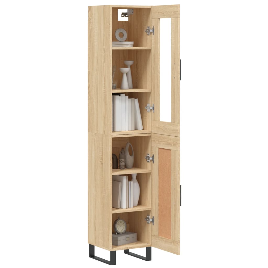 Hoge Kast 34,5X34X180 Cm Bewerkt Hout Kleurig Sonoma eiken