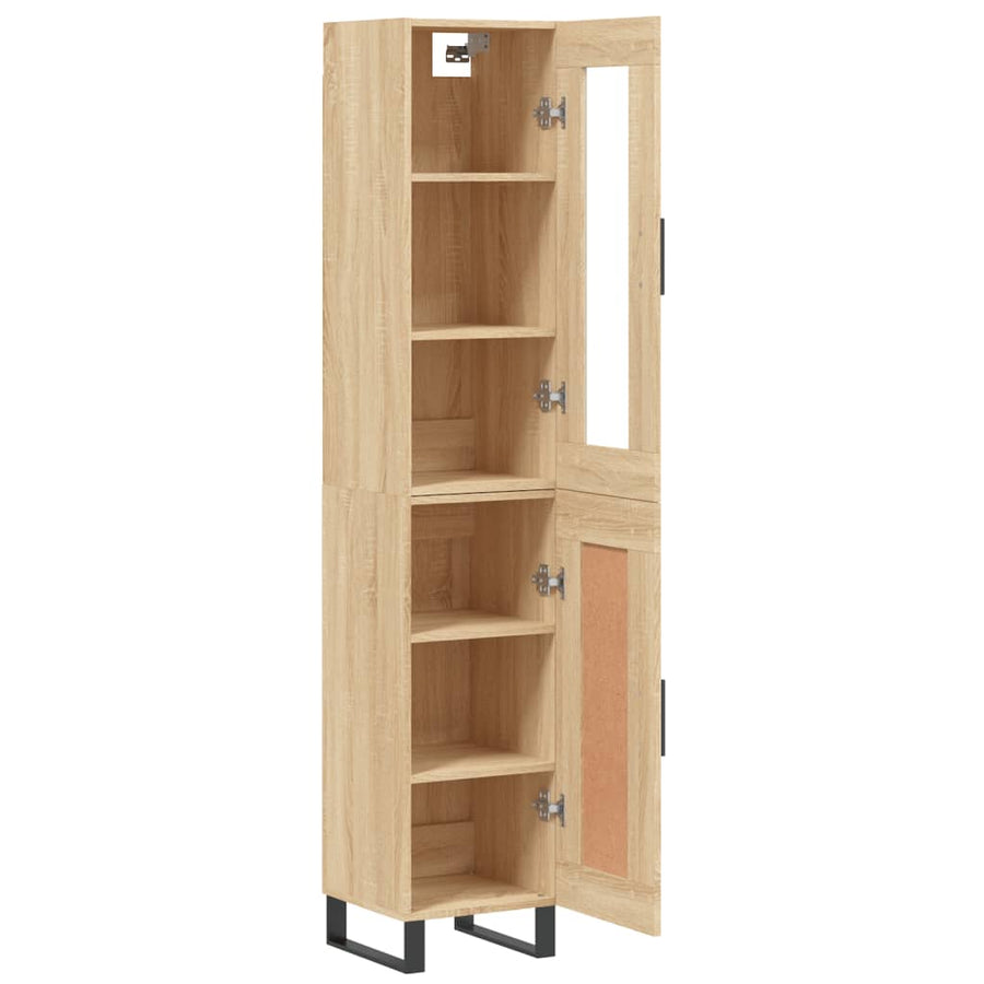 Hoge Kast 34,5X34X180 Cm Bewerkt Hout Kleurig Sonoma eiken