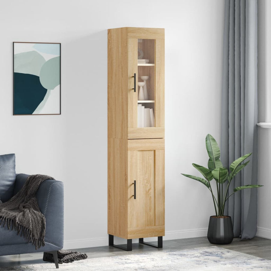 Hoge Kast 34,5X34X180 Cm Bewerkt Hout Kleurig Sonoma eiken