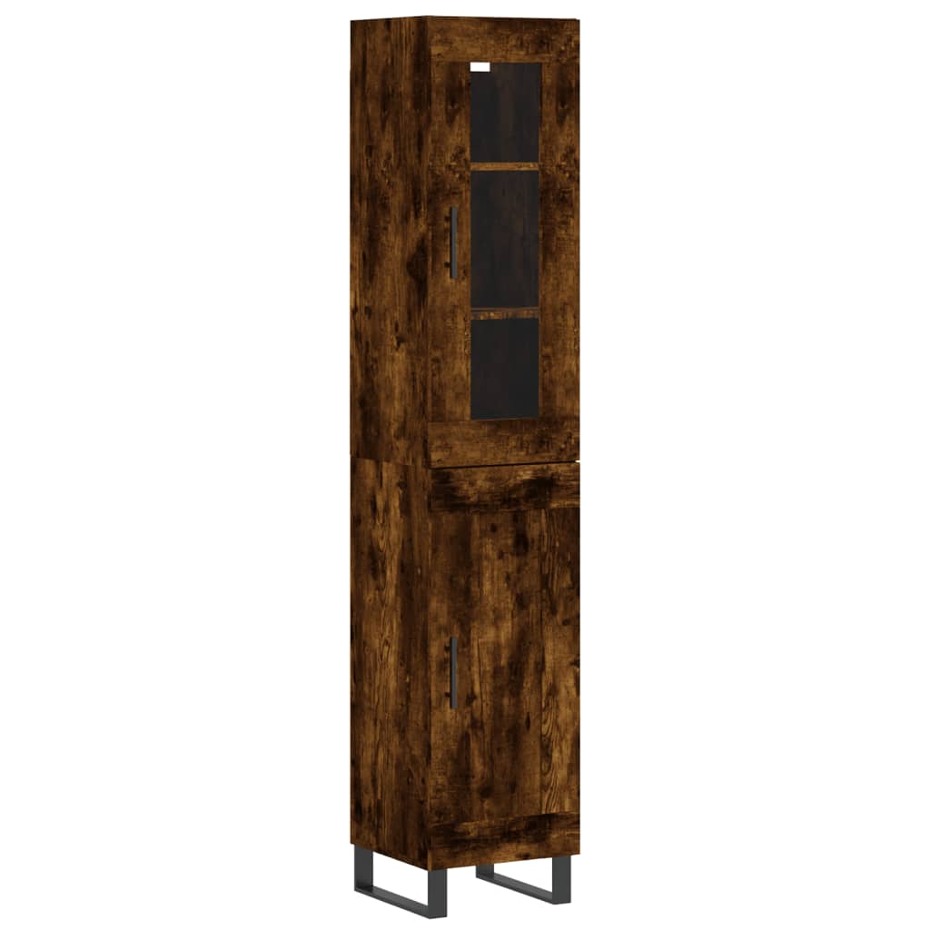Hoge Kast 34,5X34X180 Cm Bewerkt Hout Kleurig Gerookt eiken