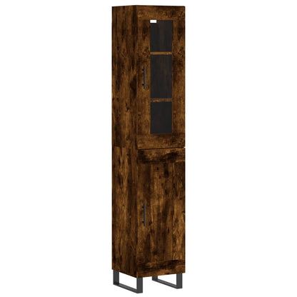 Hoge Kast 34,5X34X180 Cm Bewerkt Hout Kleurig Gerookt eiken