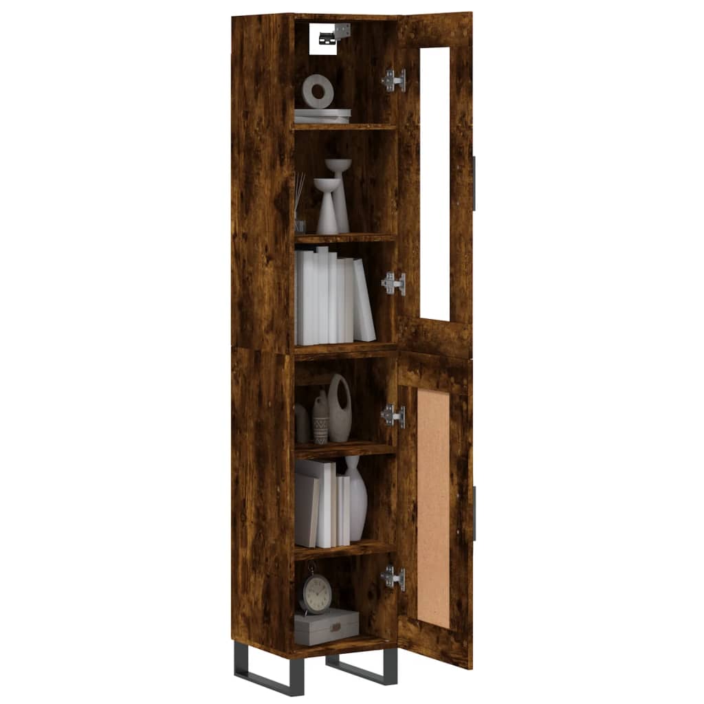 Hoge Kast 34,5X34X180 Cm Bewerkt Hout Kleurig Gerookt eiken