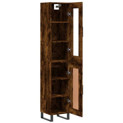 Hoge Kast 34,5X34X180 Cm Bewerkt Hout Kleurig Gerookt eiken