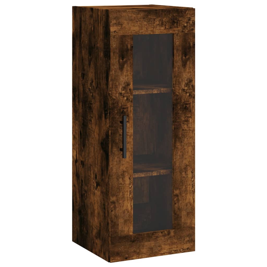 Hoge Kast 34,5X34X180 Cm Bewerkt Hout Kleurig Gerookt eiken