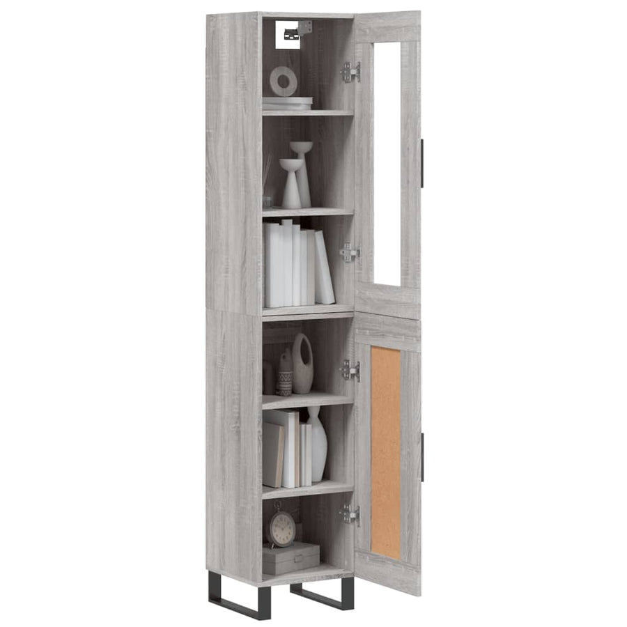 Hoge Kast 34,5X34X180 Cm Bewerkt Hout Grijs Sonoma Eikenkleurig