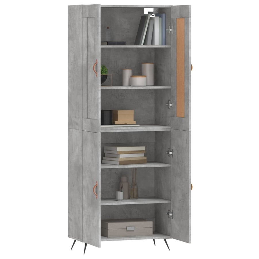 Hoge Kast 69,5X34X180 Cm Bewerkt Hout Betongrijs
