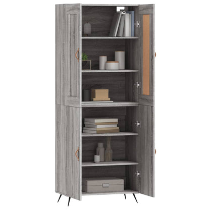 Hoge Kast 69,5X34X180 Cm Bewerkt Hout Grijs Sonoma Eikenkleurig