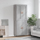 Hoge kast 69,5x34x180 cm bewerkt hout grijs sonoma