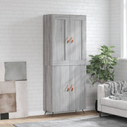 Hoge kast 69,5x34x180 cm bewerkt hout grijs sonoma