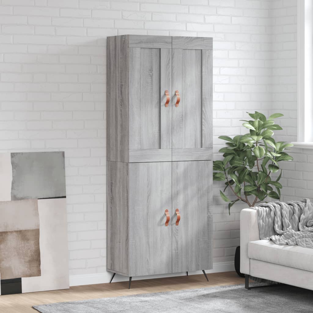 Hoge Kast 69,5X34X180 Cm Bewerkt Hout Grijs Sonoma Eikenkleurig