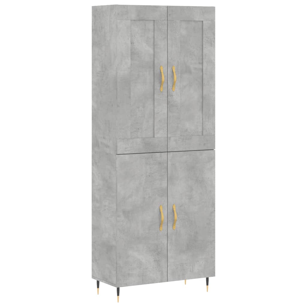 Hoge kast 69,5x34x180 cm bewerkt hout betongrijs