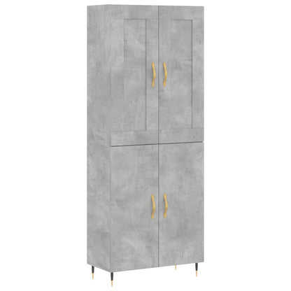 Hoge kast 69,5x34x180 cm bewerkt hout betongrijs