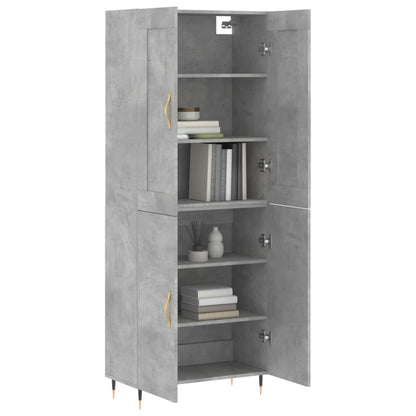 Hoge kast 69,5x34x180 cm bewerkt hout betongrijs