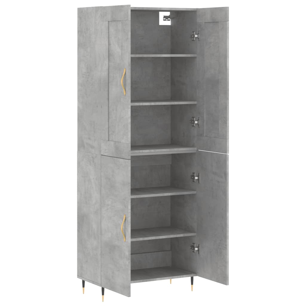 Hoge kast 69,5x34x180 cm bewerkt hout betongrijs