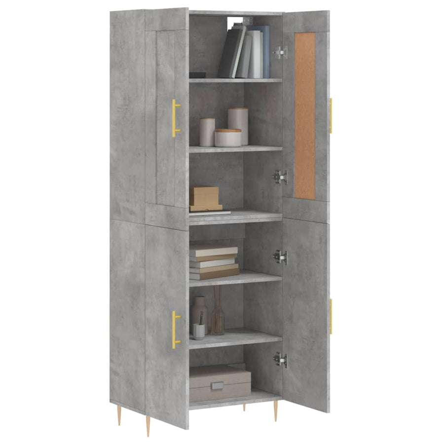 Hoge Kast 69,5X34X180 Cm Bewerkt Hout Betongrijs