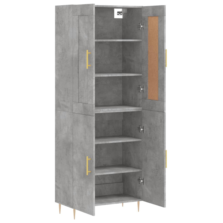 Hoge Kast 69,5X34X180 Cm Bewerkt Hout Betongrijs