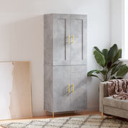 Tall cabinet 69.5x34x180 cm treated wood concrete grey