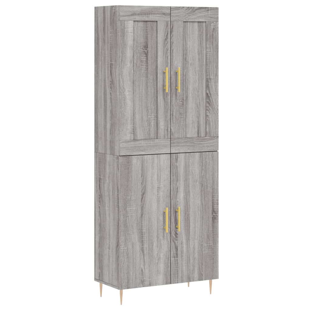 Hoge Kast 69,5X34X180 Cm Bewerkt Hout Eikenkleurig Grijs sonoma