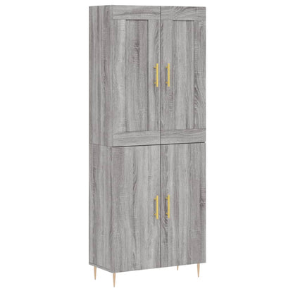 Hoge Kast 69,5X34X180 Cm Bewerkt Hout Eikenkleurig Grijs sonoma