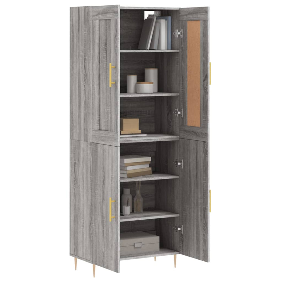 Hoge Kast 69,5X34X180 Cm Bewerkt Hout Eikenkleurig Grijs sonoma