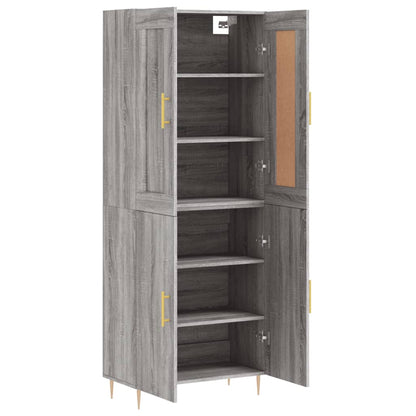 Hoge Kast 69,5X34X180 Cm Bewerkt Hout Eikenkleurig Grijs sonoma