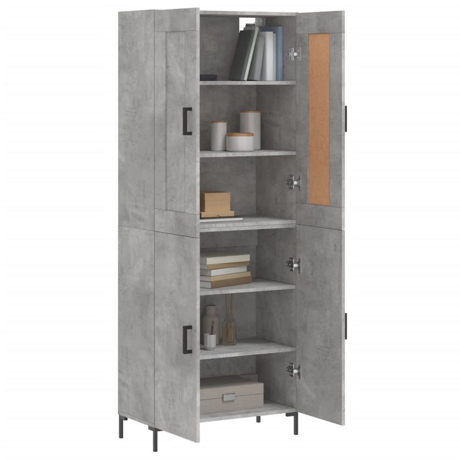 Hoge Kast 69,5X34X180 Cm Bewerkt Hout Betongrijs