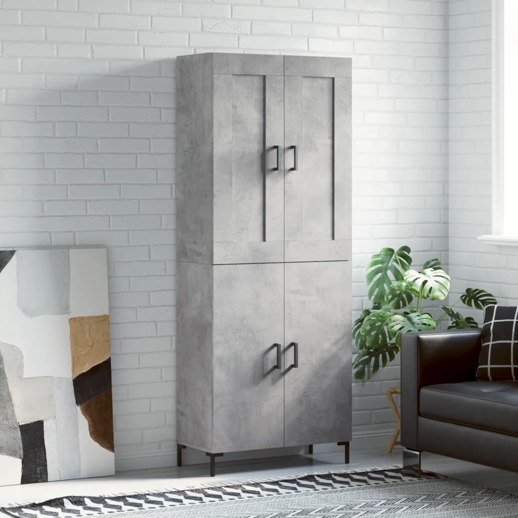 Hoge Kast 69,5X34X180 Cm Bewerkt Hout Betongrijs