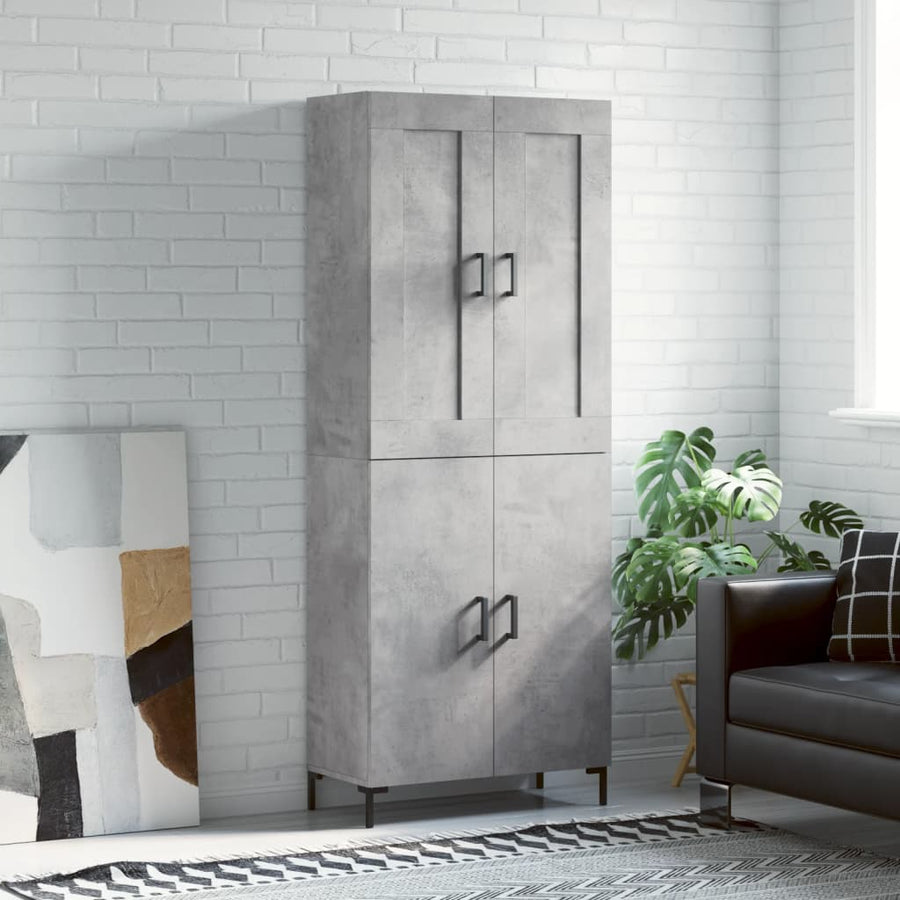 Hoge Kast 69,5X34X180 Cm Bewerkt Hout Betongrijs