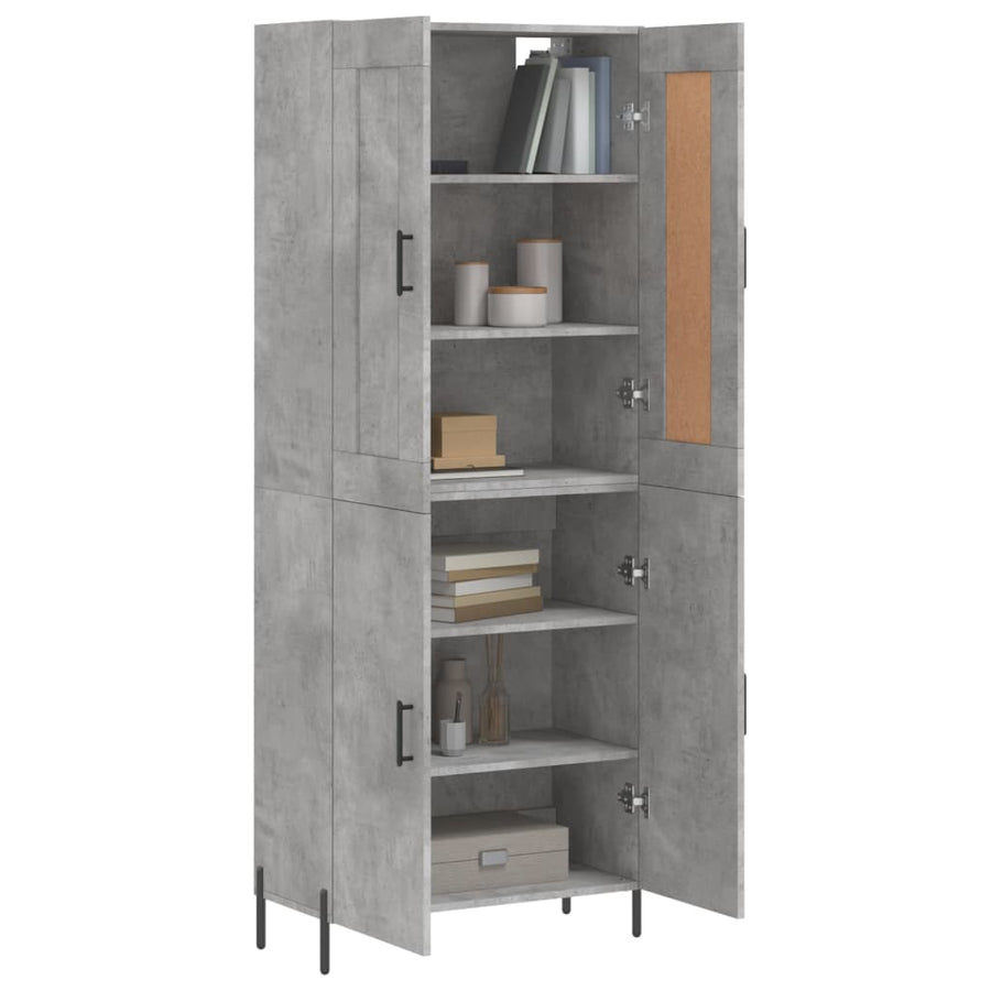 Hoge Kast 69,5X34X180 Cm Bewerkt Hout Betongrijs