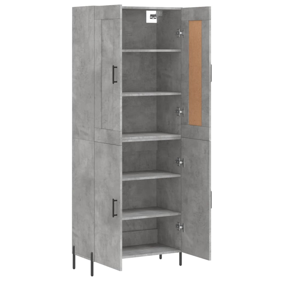 Hoge Kast 69,5X34X180 Cm Bewerkt Hout Betongrijs