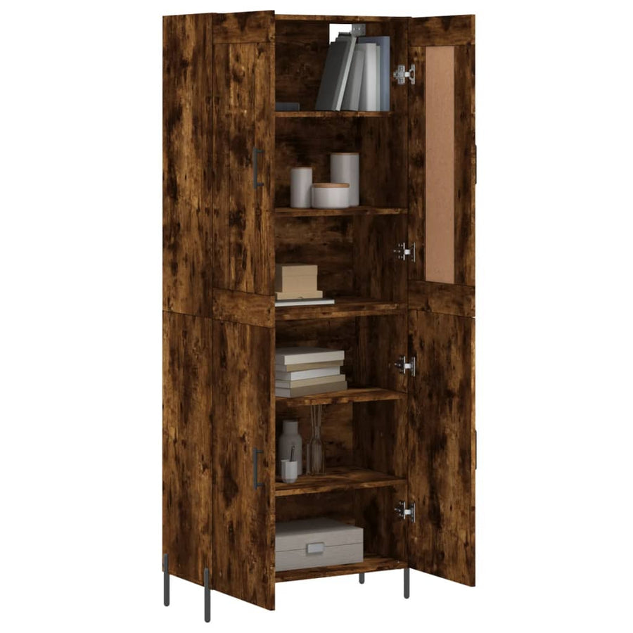 Hoge Kast 69,5X34X180 Cm Bewerkt Hout Gerookt Eikenkleurig
