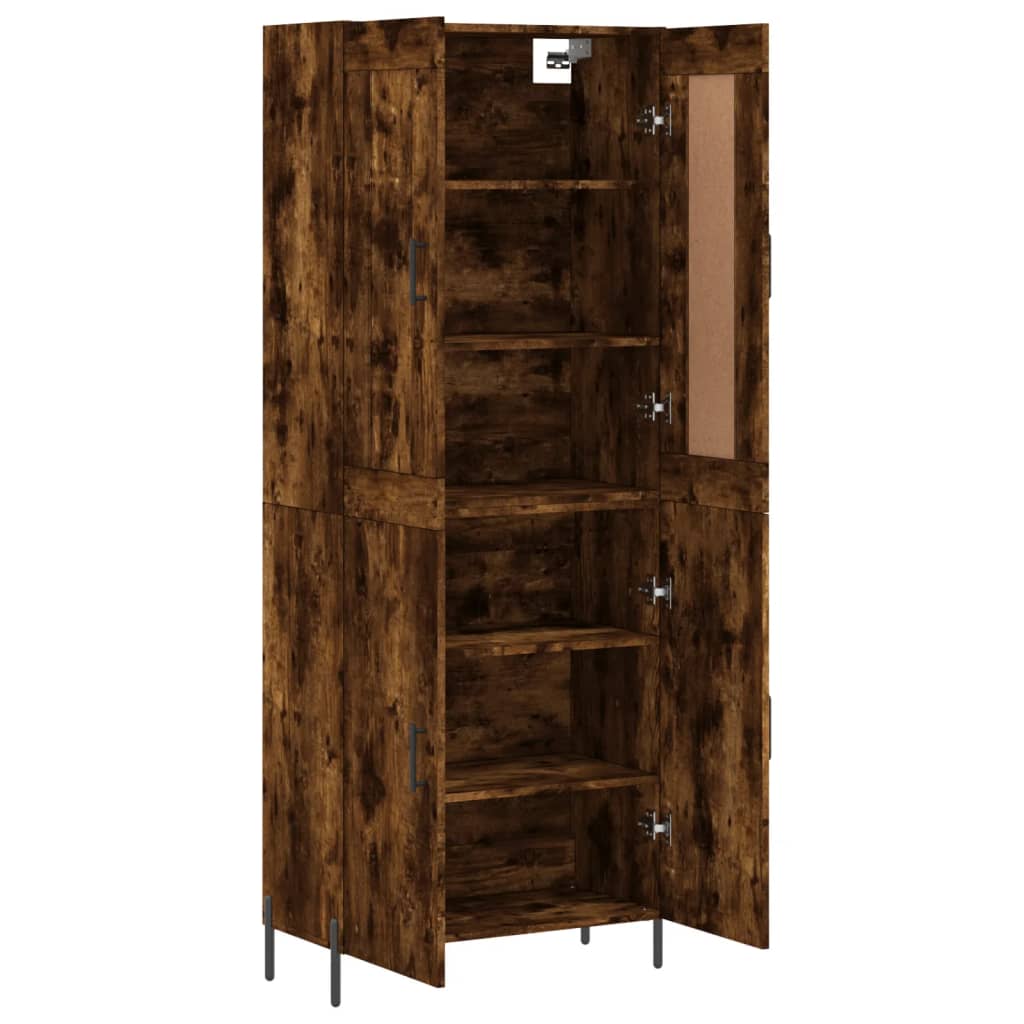 Hoge Kast 69,5X34X180 Cm Bewerkt Hout Gerookt Eikenkleurig