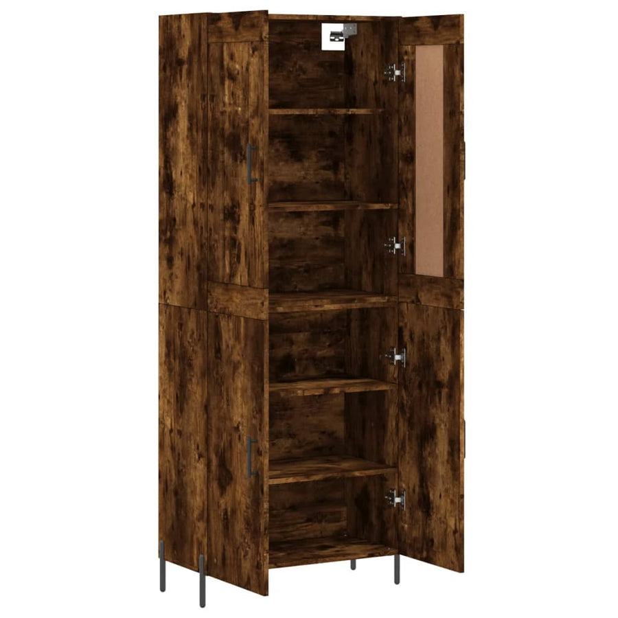 Hoge Kast 69,5X34X180 Cm Bewerkt Hout Gerookt Eikenkleurig