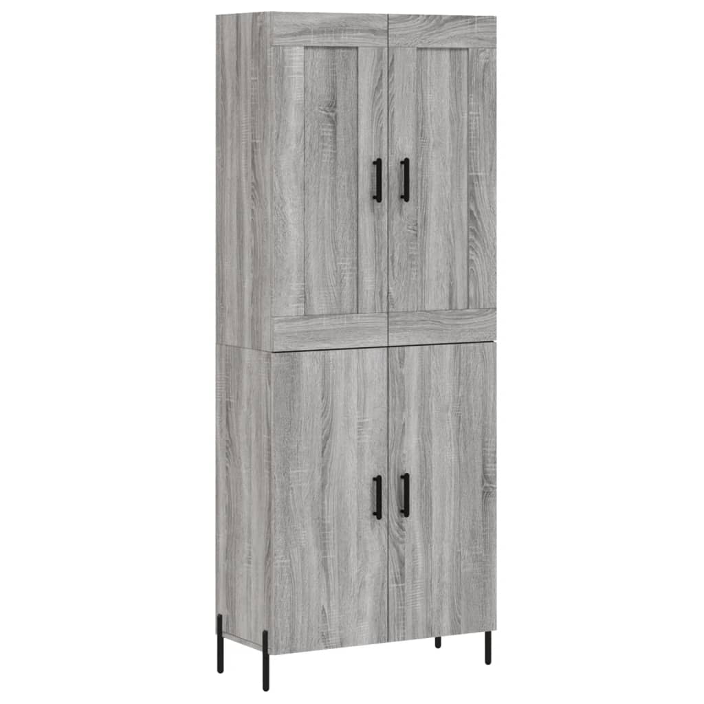 Hoge Kast 69,5X34X80 Cm Bewerkt Hout Eikenkleurig Grijs sonoma 2 deuren