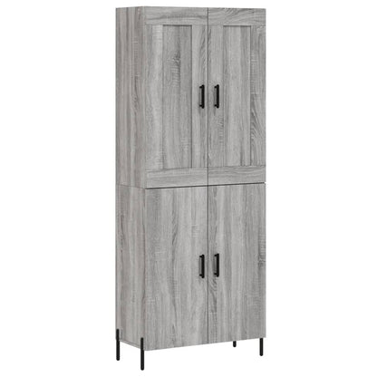 Hoge Kast 69,5X34X80 Cm Bewerkt Hout Eikenkleurig Grijs sonoma 2 deuren