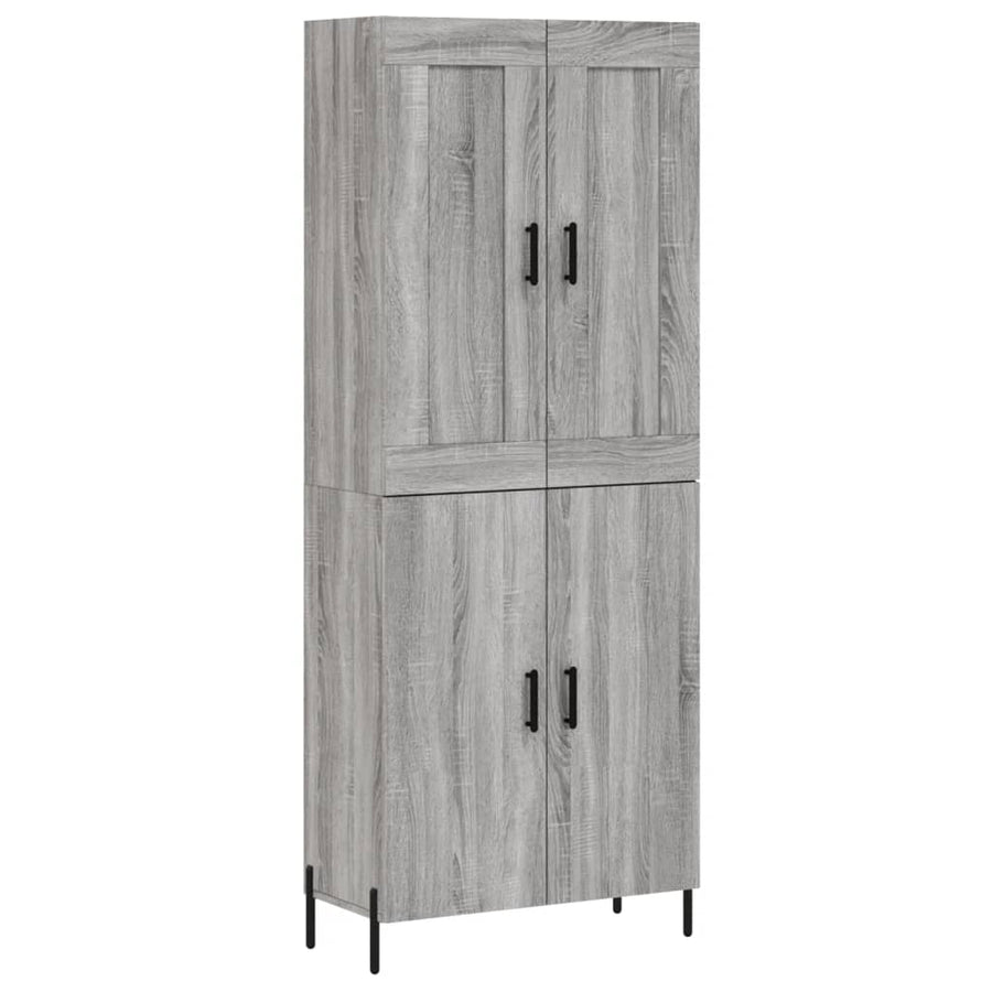 Hoge Kast 69,5X34X80 Cm Bewerkt Hout Eikenkleurig Grijs sonoma 2 deuren