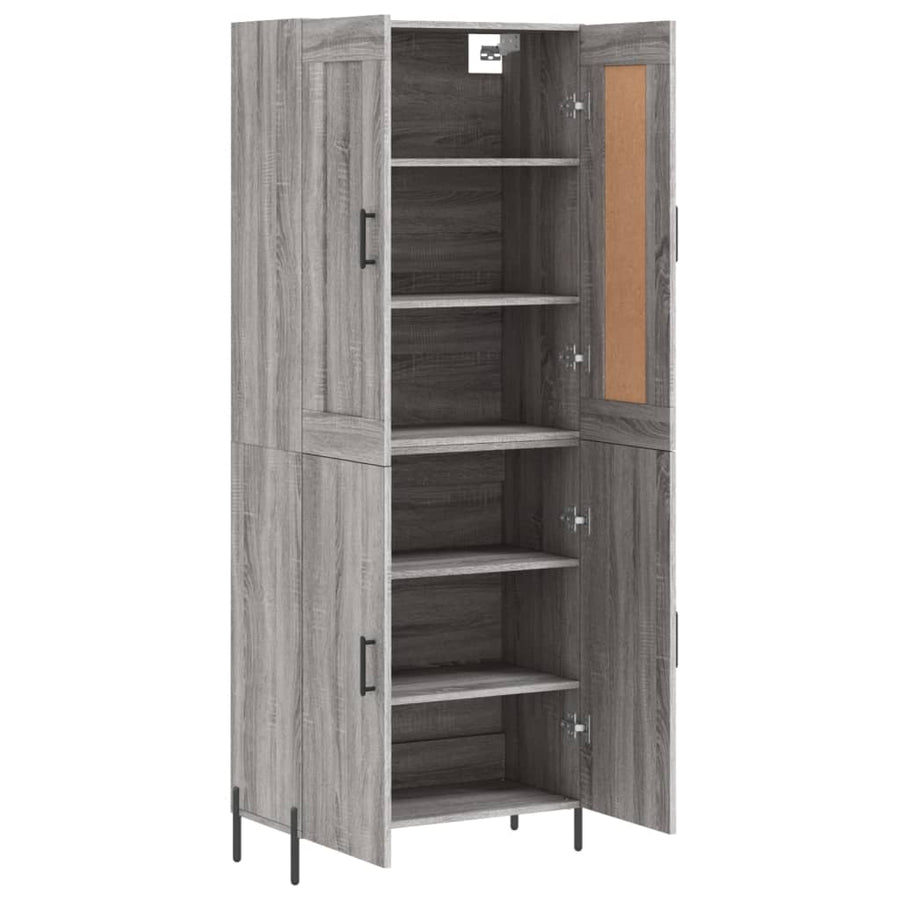 Hoge Kast 69,5X34X80 Cm Bewerkt Hout Eikenkleurig Grijs sonoma 2 deuren