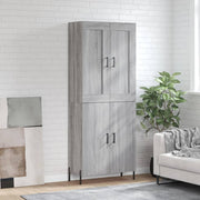 Hoge kast 69,5x34x180 cm bewerkt hout grijs