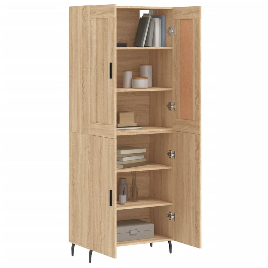 Hoge Kast 69,5X34X180 Cm Bewerkt Hout Kleurig Sonoma eiken